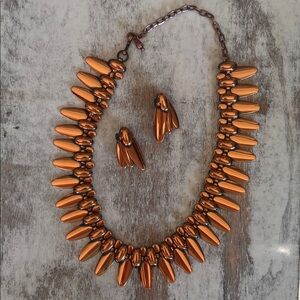 Elegant, Vintage 1950’s Copper Necklace and Earring Set